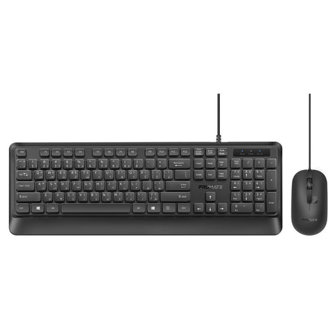 Ergonomic Wired Slim Keyboard with Palm Rest and 2400 DPI Mouse