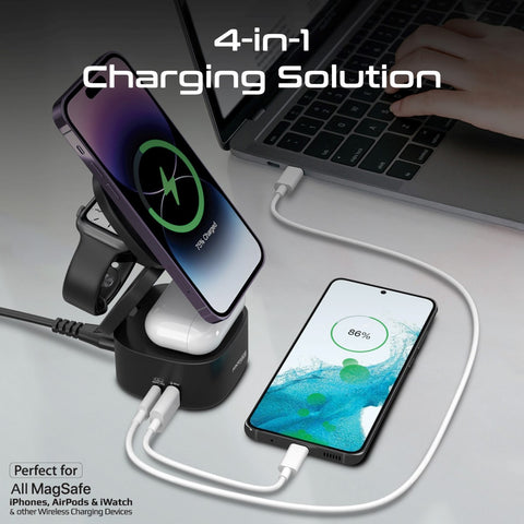 65W GaNFast™ Foldable MagSafe Compatible Wireless Charging Station