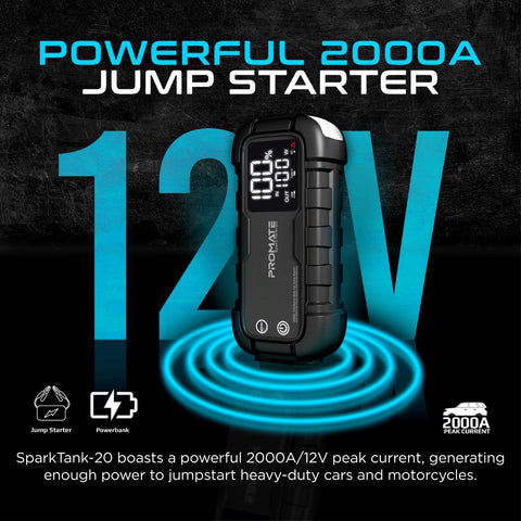 2000A/12V Heavy Duty Car Jump Starter with 20000mAh Power Bank & 45W Power Delivery