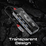 10-in-1 Transparent Ultra-Fast Multiport USB-C Hub with 100W Power Delivery