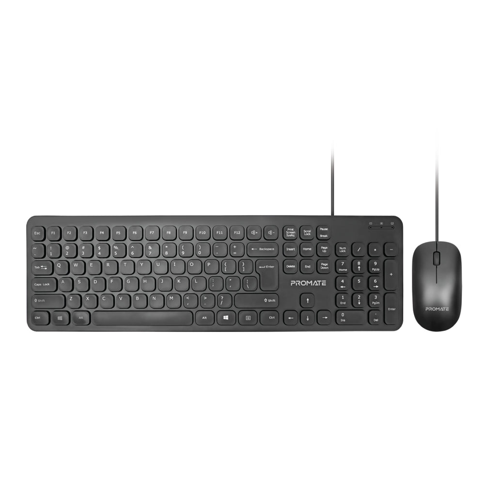 Quiet Key Wired Compact KeyBoard  Mouse – Promate Technologies