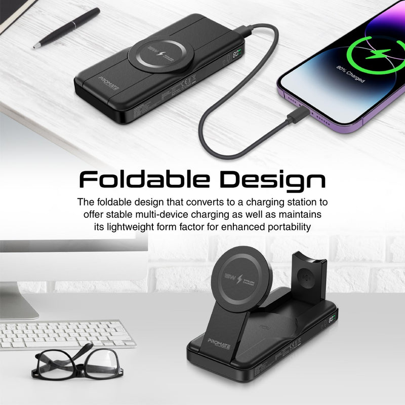5-in-1 Foldable MagSafe Compatible Wireless Charging Power Bank