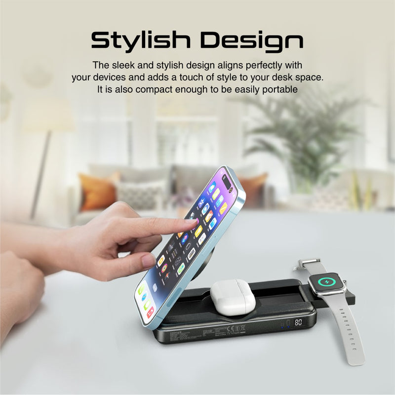 5-in-1 Foldable MagSafe Compatible Wireless Charging Power Bank