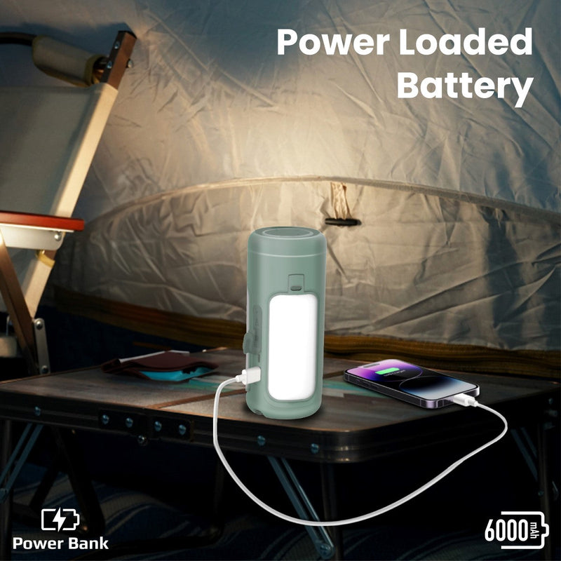 Multifunctional Camping Kit with LED Light, 6000mAh Power Bank and Bluetooth Speaker