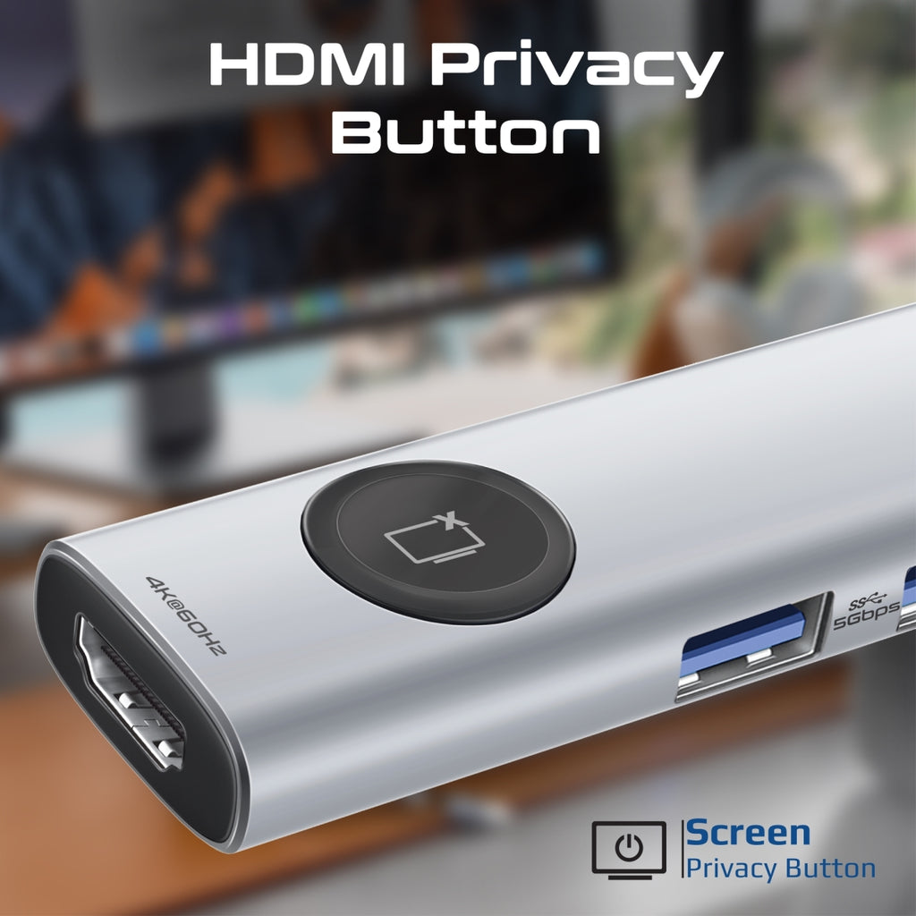 4K@60Hz Multi-Function High Speed USB-C Hub with Screen Privacy Button ...