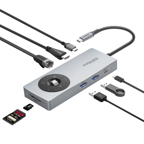 Compact Multiport Compact Multiport USB-C Hub with 100W Power Delivery – Promate Technologies