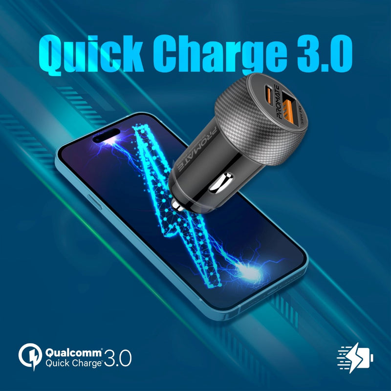 Ultra-Fast Dual Port Car Charger with 33W Power Delivery and QC 3.0