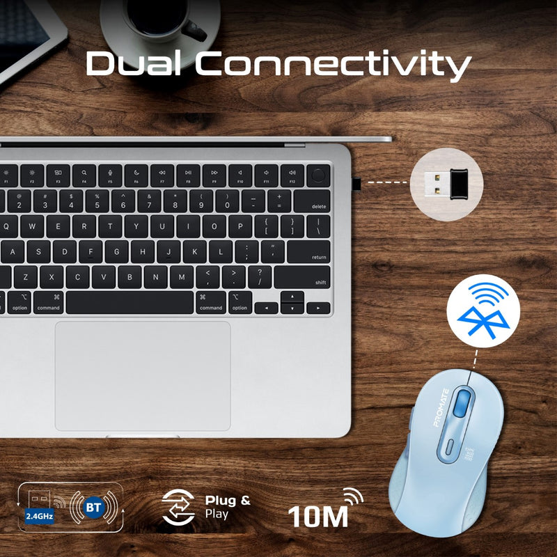 Dual Mode Wireless Optical Mouse with BT & RF Connectivity – Promate ...