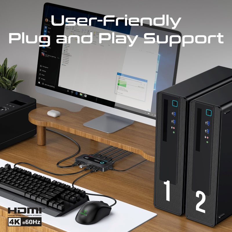 4K@60Hz KVM Switch with USB 3.0 Expansion – Promate Technologies