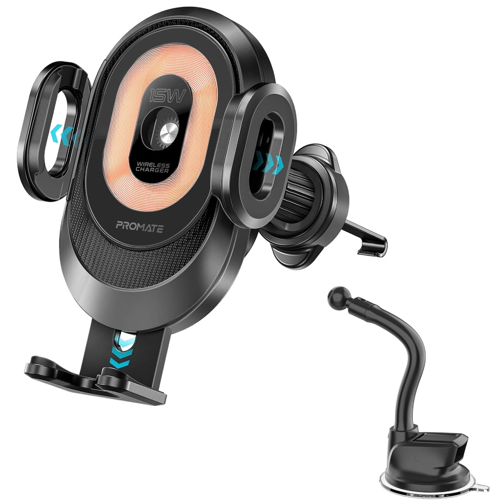 15W Transparent Auto Clamping Car Wireless Charging Mount – Promate ...