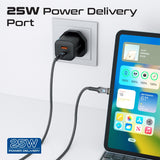 25W Dual Port Adapter Combo with 60W Fast Charging USB-C Cable