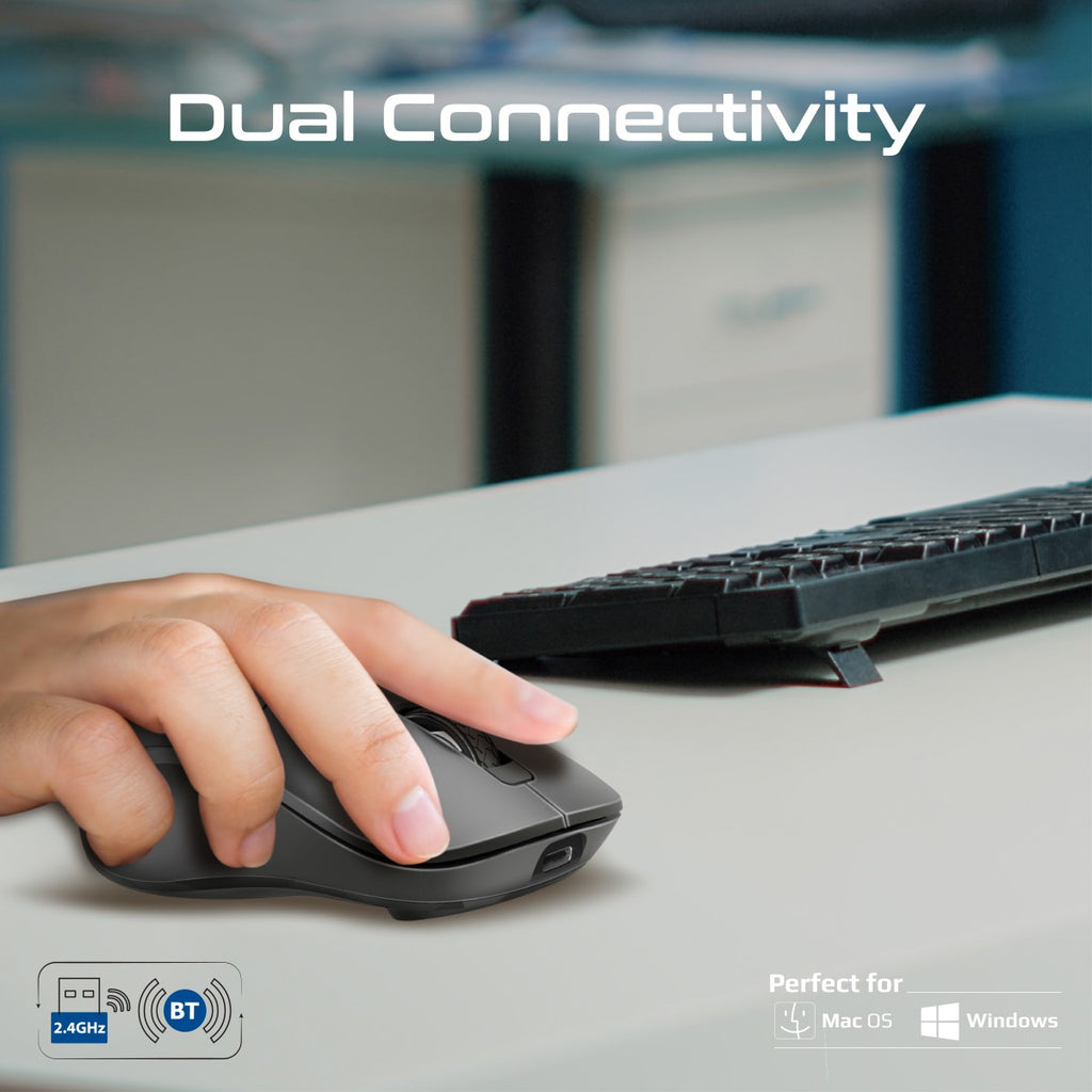 Dual Mode Rechargeable Wireless Mouse with BT & RF Connectivity ...