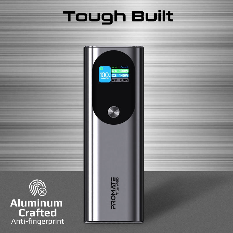 Ultra-Compact 160W Multi-Port PD 3.1 Power Bank with TFT LCD Screen