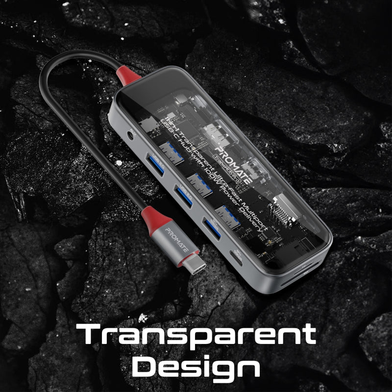 Transparency Hub X 11-in-1 Transparent Ultra-Fast Multiport USB-C Hub with 100W Power Del ...
