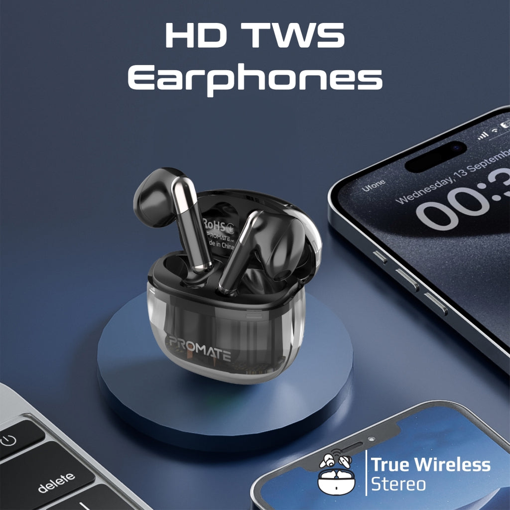 Intouch Earbuds High Definition Transparent TWS Earbuds with IntelliTouch – Promate ...