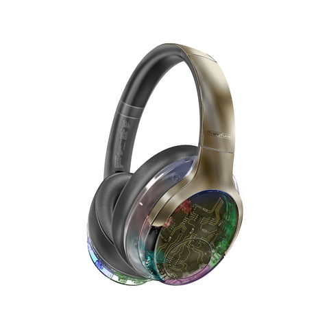 Active Noise Cancelling Hi-Fi Stereo Wireless Headphones with RGB Lights