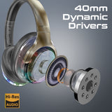 Active Noise Cancelling Hi-Fi Stereo Wireless Headphones with RGB Ligh ...