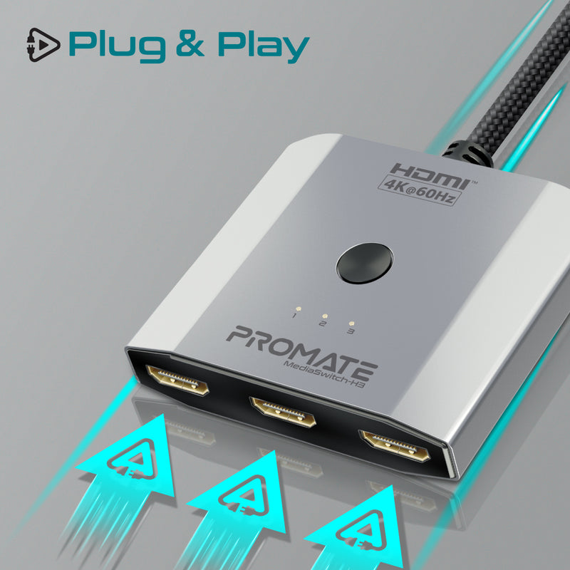 Promate Switch 4K High Resolution 3-in-1 HDMI® Switch – Promate Technologies
