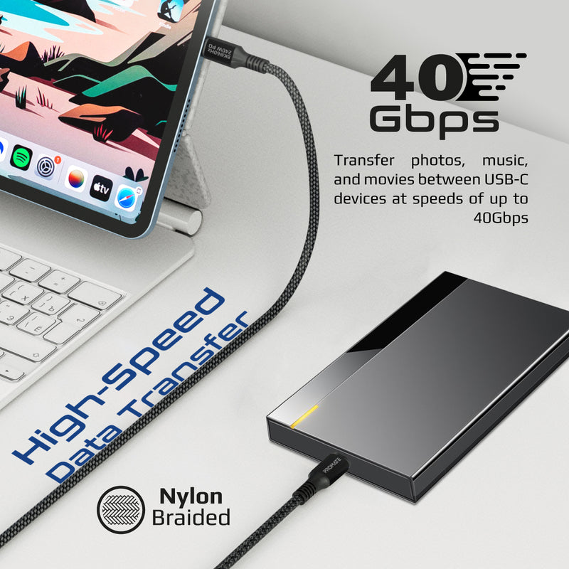 240W USB-C to USB-C Fast Charging Cable - 40Gbps, 8K@60Hz Support