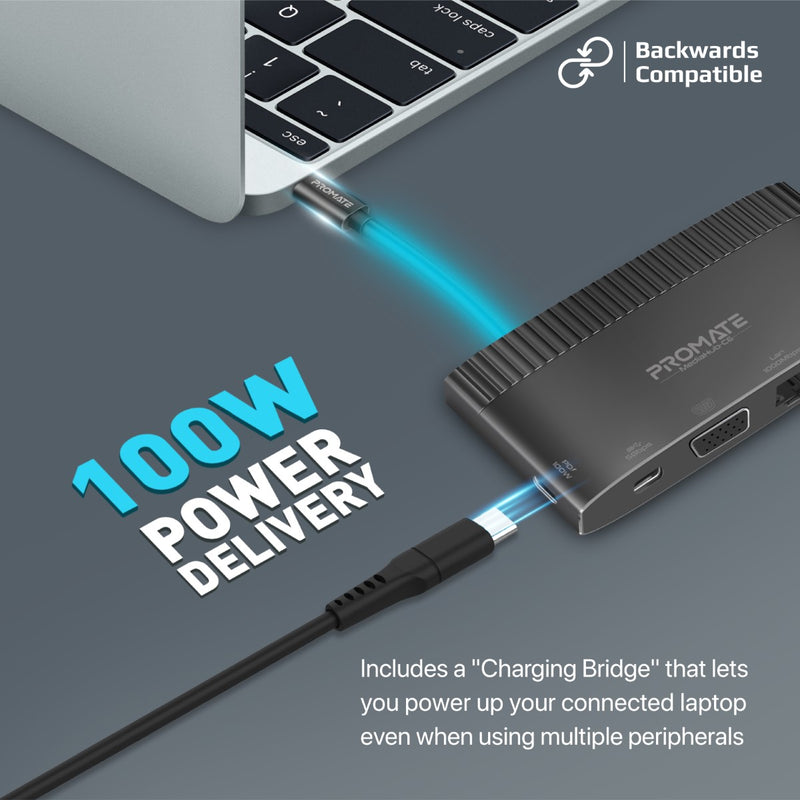 6-in-1 Highly Versatile USB-C Media Hub with 100W Power Delivery