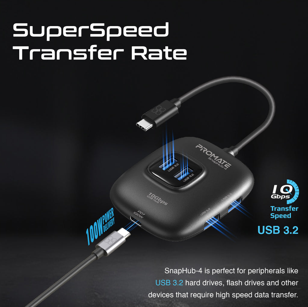 10Gbps Ultra-Fast USB 3.2 Hub – Promate Technologies