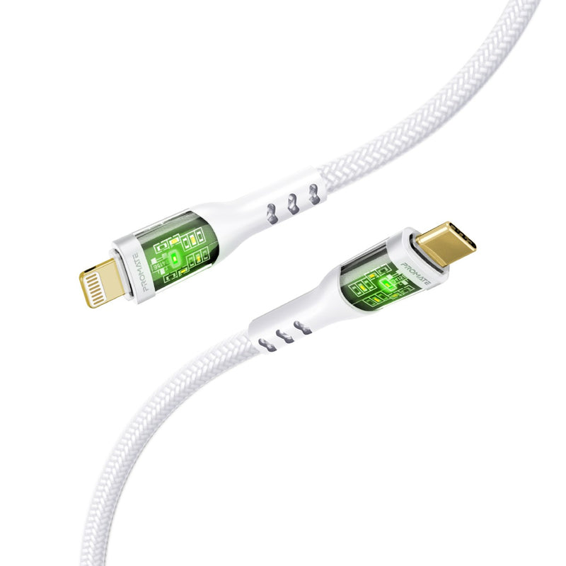 27W Power Delivery USB-C to Lightning Cable with Transparent Shells ...