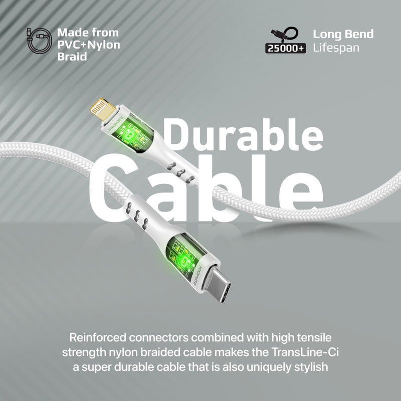 27W Power Delivery USB-C to Lightning Cable with Transparent Shells ...