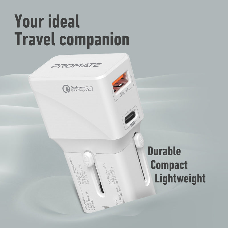 Triplug Sleek Universal Travel Adapter with 20W Power Delivery & Quick Charge ...