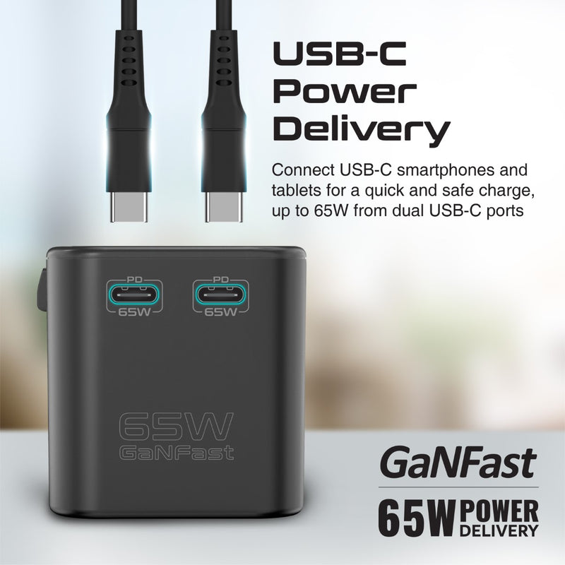 65W Power Delivery GaNFast™ Travel Adapter
