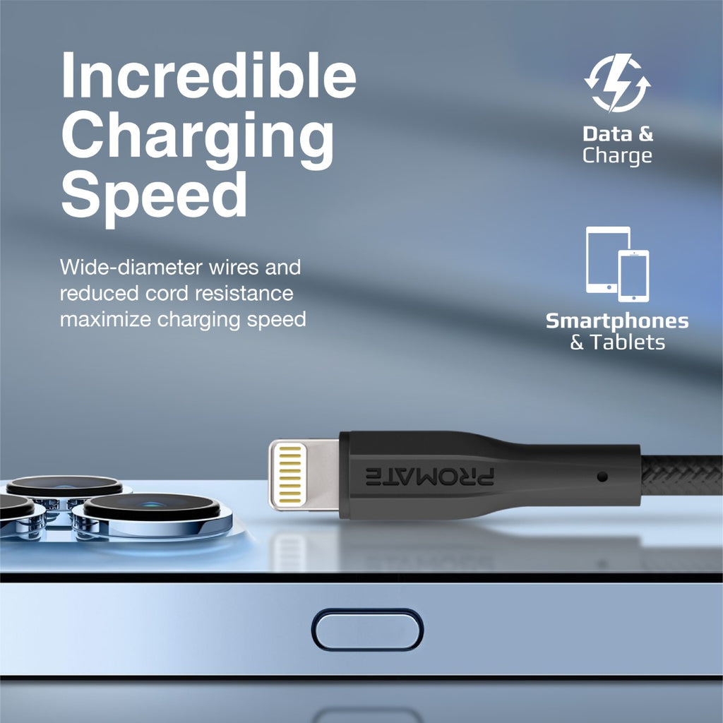 Data Charge Cable High Tensile Strength Data & Charge Cable for Apple Devices – Promate ...