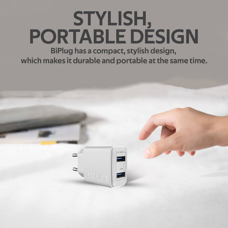 Biplug Evolution Line 12W Wall Charger with Dual USB Ports – Promate Technologies