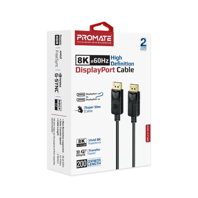 8K@60Hz High-Definition DisplayPort Cable – Promate Technologies