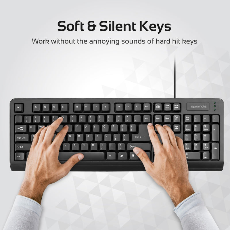 Easytech Keyboarding Professional Ergonomic Wired Keyboard – Promate Technologies