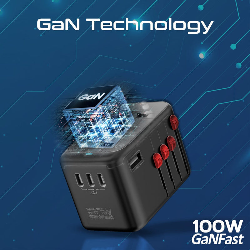 100W Power Delivery GaNFast™ Multi-Port Travel Adapter